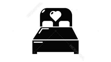 Wedding couple bed icon animation