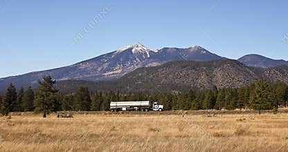 A Semi Tanker Truck and the San Francisco Peaks