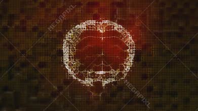 Animation of dots of connections and brain over red waves