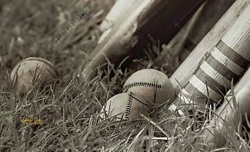 Vintage Baseball bats and balls