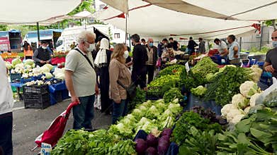 Sale of fresh organic fruits and vegetables at a local farmers market in Turkey