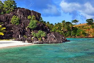 Black rocks. Bora-Bora. Polynesia