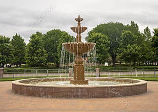Beautiful fountain in Central Park directly across Southlake Boulevard from Town Square of Southlake, Texas.