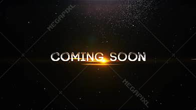 Coming Soon intro title 3d animation . futuristic cinematic title of Silver Coming Soon text with lens flare gold effect