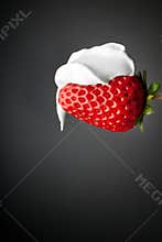 Cream on strawberry