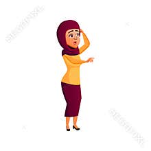 shocked islamic lady saw celebrities on cinema festival cartoon vector