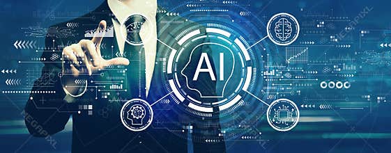 AI concept with businessman