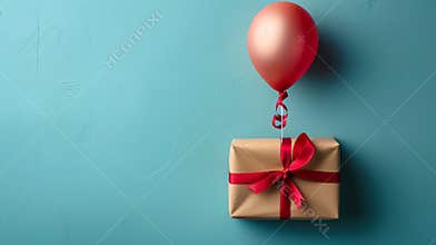 gift birth day boc with red balloon
