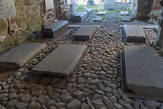 Ancient gravestones of monks of the Solovetsky Monastery