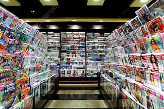Magazines at bookstore
