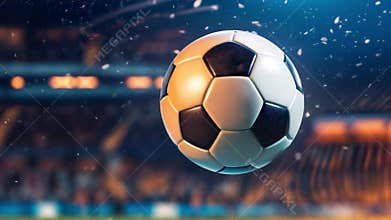 the soccer ball rolling across the turf of the stadium, Champions. Generative AI