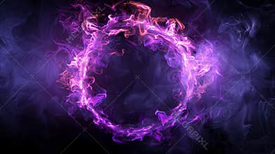 Abstract purple smoke ring design on a dark background
