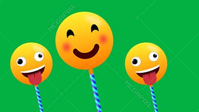 blushing and laughing emoji combination animation isolated on green screen