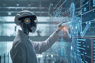 Healthcare and medicine, doctor using AI robots for diagnosis