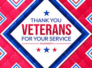 Thank you veterans for your service background design in minimalist patriotic colors with stars