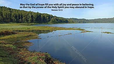 Bible verse quote - May the God of hope fill you with all joy and peace in believing, so that by the power of the Holy Spirit.
