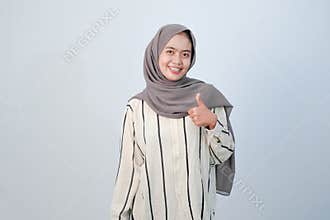 Body expression of Indonesian Asian woman wearing hijab