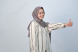 Body expression of Indonesian Asian woman wearing hijab