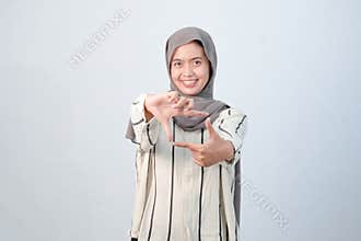 Body expression of Indonesian Asian woman wearing hijab