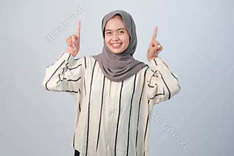 Body expression of Indonesian Asian woman wearing hijab