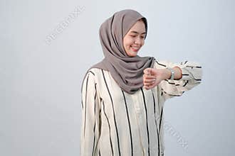 Body expression of Indonesian Asian woman wearing hijab
