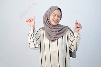 Body expression of Indonesian Asian woman wearing hijab