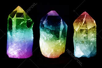 Three quartz crystals