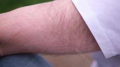 Man hand human anatomy and body parts, closeup human body