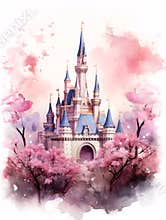 A magical castle for a fairy tale princess. A fairytale land for an adventure story.