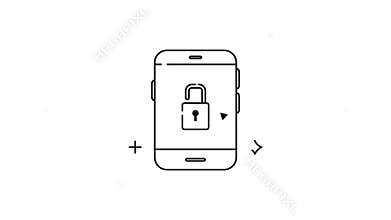 Smartphone security concept with padlock and arrow symbol.