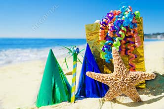Birthday decorations on the beach