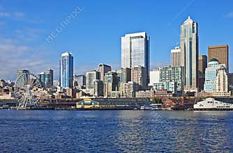 Seattle harbor with Ferris wheel