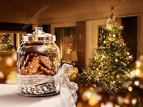 Gingerbread cookies jar Christmas tree room