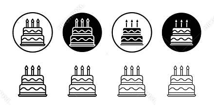 Birthday cake icon linear logo isolated