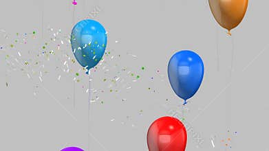 Confetti and Balloons Party on a Transparent Background