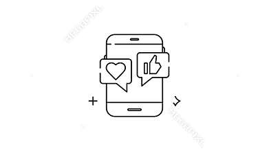 Smartphone featuring heart and thumbs up icons,