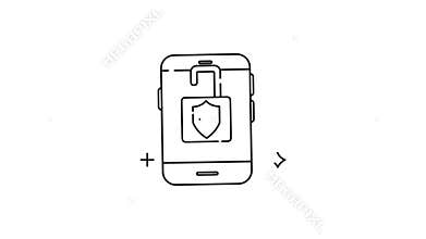 Smartphone security concept with padlock and check mark symbolizing protection