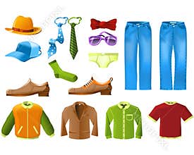 Men clothes icon set