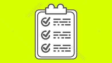 To do list clipboard Paper sheet checklist Green Screen animation. Notebook list for planning, productivity, task management, time
