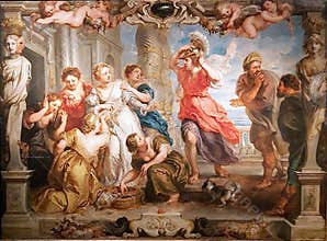 Achille discovered by Ulysses among the Daughters of Lycomedes\". Peter Paul Rubens