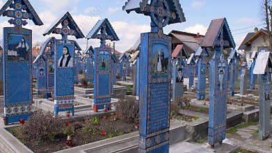 Coloured Merry Cemetery With Funny Messages In Romania