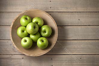Wood Bowl Apples Background
