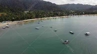 Philippine Paradise: Aerial Drone Views of Stunning Sunsets, Sunrises, and Tropical Beaches with Palm Trees
