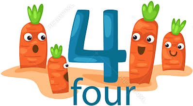 Number 4 character with carrots