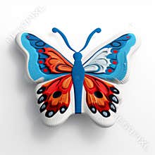 Colorful 3d Printed Logo Butterfly: Ceramic Street Art Style