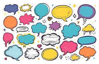 set of colorful speech bubbles with free space for text on white
