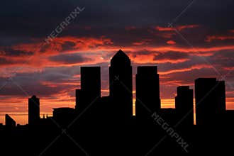 Docklands Skyline at sunset