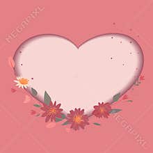 Flower frame. Frame in the shape of a heart. Template for a postcard
