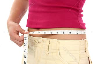 Woman with Measuring Tape Around Waist