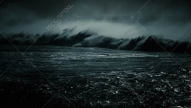 Ocean Waves Crashing Sea Storm at Night (4K UltraHD)